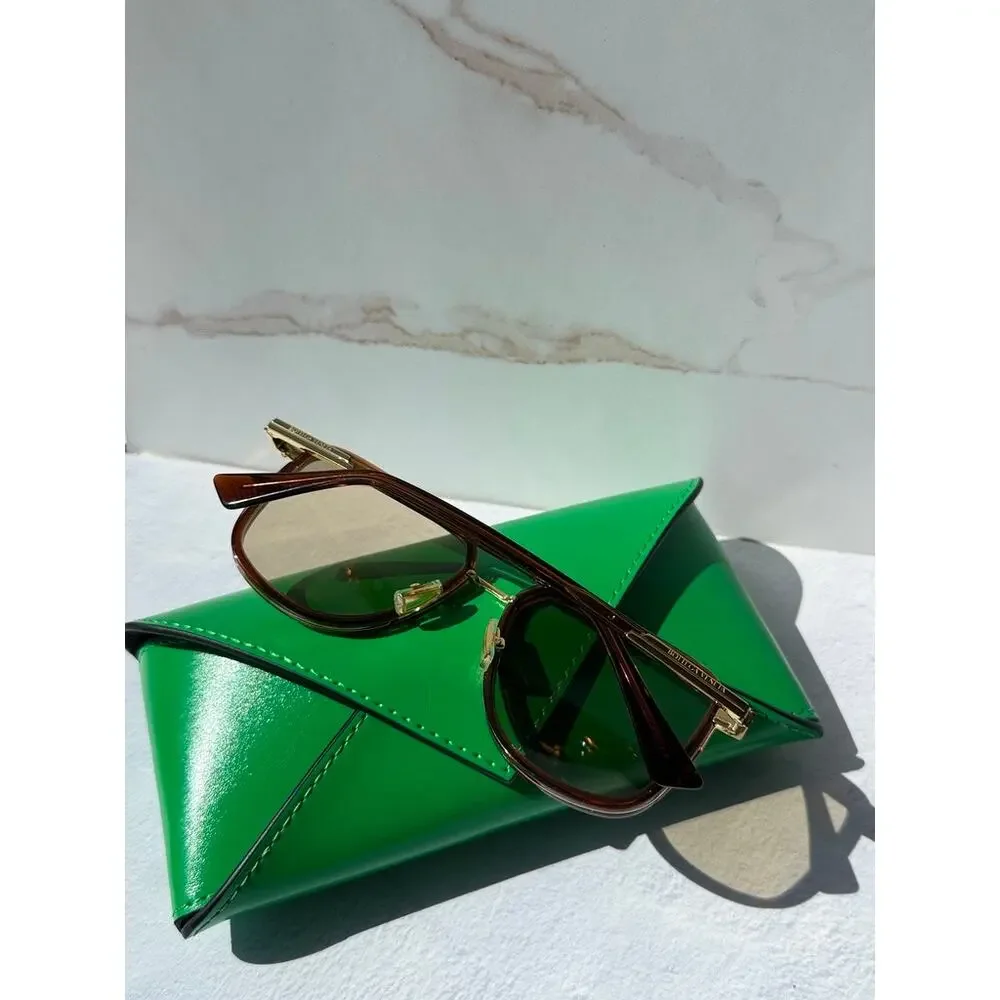 NEW Bottega Veneta BV1463S Brown Aviator Sunglasses $560